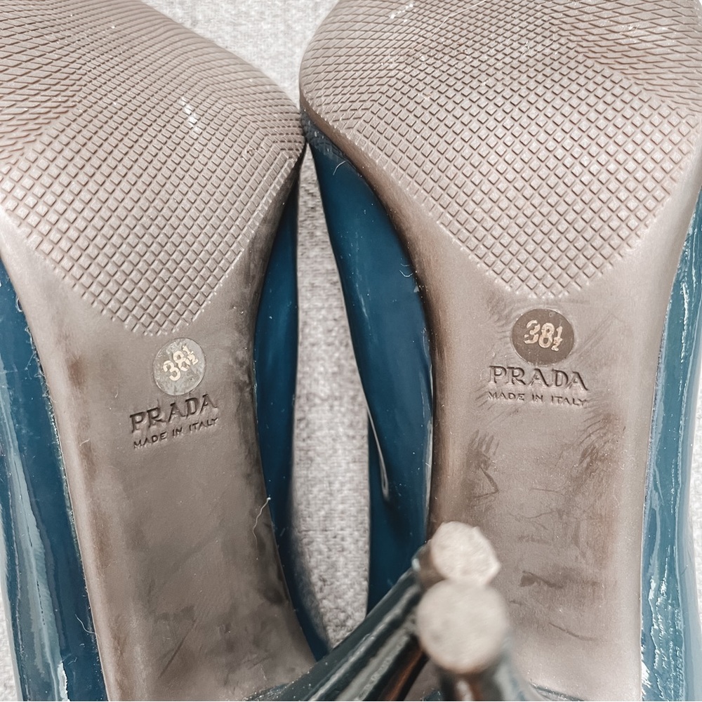 PRADA Women's Blue Leather Patent Almond Toe Stiletto Court Shoes EU38.5 - Picture 7 of 7